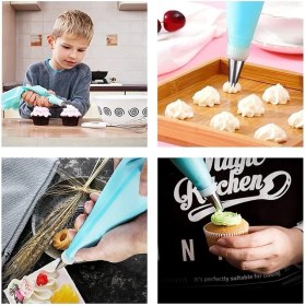Resim Profesyonel Pasta Süsleme Seti,18 Parça, Renkli Dekorasyon Marzipan Set Kalemi, Krema Sıkma Torbası, Spatula, Hamur Şekillendirici,pasta Süsleme Araçları Trapez Spatula Pasta Aksesuarı Pasta Kiti 