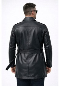 Resim Deriwork Erkek Hakiki Deri Trençkot Kısa Siyah 