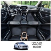 Resim Meridiangoods Mercedes Benz S Class Maybach 2015 2020 Renewal Luxury Edition Black Red Line Faux Pu Leather Anti Slip Car Floor Mats 