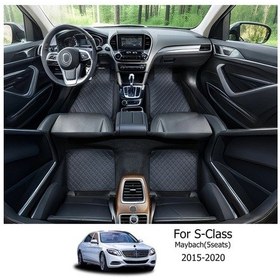 Resim Topnotch Mercedes Benz S Class Maybach 2015 2020 Renewal Luxury Edition Black Red Line Faux Pu Leather Anti Slip Car Floor Mats 