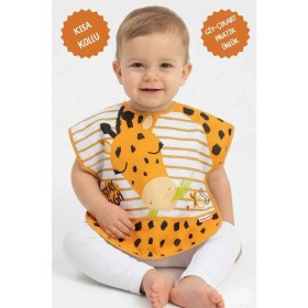 Resim UmBaby Zürafa & Ayıcık Desenli Su Geçirmez Bebek Mama Önlüğü 2’li Set - Kısa Kollu, 6-24 Ay, Kolay Giydirme 