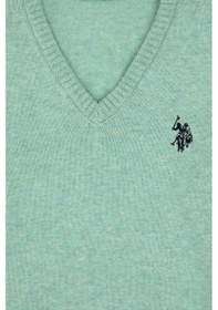 Resim U.S. Polo Assn. Kız Çocuk Yeşil Melanj V Yaka Basic Kazak 50316777-VR115 