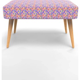 Resim New Old Dikdörtgen Puf Masif Iskelet ve Ayaklar Dokuma Kumaş Pembe 