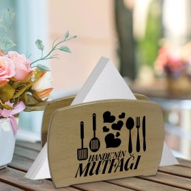 Resim BK Kişiye Özel Isimli Lüks Ahşap Peçetelik-1 