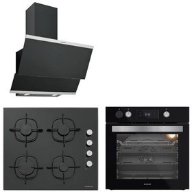 Resim Silverline BO65P4B01 - CS5700E6B01 - 3420 Classy Siyah Cam Ankastre Set 