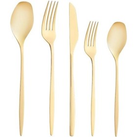 Resim Emsan Alisa Parlak Gold 60 Parça 12 Kişilik Çatal Kaşık Bıçak Takımı 
