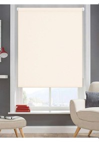 Resim İthal Kalın Kumaş Krem Zebra Stor Güneşlik Perde Alüminmyumkasa Etek Dilimsiz Krem 