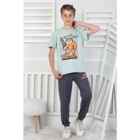 Resim Explore Create Desenli Erkek Çocuk Süprem Kısa Kollu Pijama Takımı 