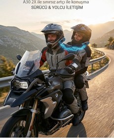 Resim A30 2x Bt5.3 Motosiklet Kurye Kask Kulaklık Intercom Işıklı 2 Kişi Eşleşmeli 