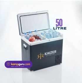 Resim Kaizer Germany 50 Litre Buzdolabı 12 Volt - 24 Volt Taşınabilir, Metal Gövde Kamp Buzdolabı 