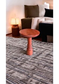 Resim Doğal Masif Ahşap Tekli Yan Sehpa Maun Renk Modern Mantar Sehpa Kahverengi 