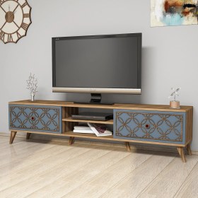 Resim Variant Class Tv Ünitesi Alt Modül - Ceviz / Mavi 