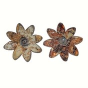 Resim 2 Parça Set Rustik Vintage Papatya Metal Sanat Süsleri, 3 İnç Paslı Çiçek Şekilleri, Şükran Günü, Noel, Cadılar Bayramı için DIY Bahçe Dekor İşaretleri - Duvar Asma 