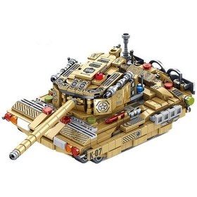Resim Xhltd Modern Askeri 8in1 Tekerlekli Tank Yapı Taşı Fighter Zırhlı Araba Füze Madeni Imha Araç Tuğla Oyuncak Bloklar Haki 