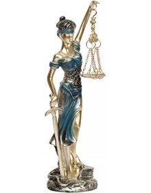 Resim Themis Adalet Kadını Terazisi Heykeli Mavi Gold 24cm 