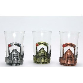 Resim Tekli Metal Cam Bardaklı Shot Bardak 