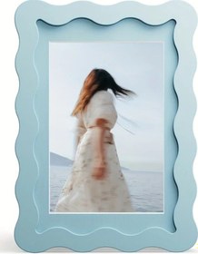 Resim Gaojunshop01 Dalgalı Desenli 4x6 İnç Mavi Duvar Ve Masaüstü Fotoğraf Çerçevesi - Modern Dekor 