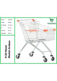 Resim E120 Metal Market Alışveriş Arabası 120 Litre 