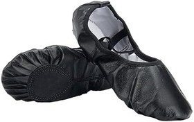 Resim Kadın Klasik Tek Taban Bale Ayakkabıları Jimnastik Ve Yoga Için Uygun Siyah 