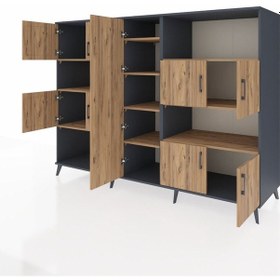 Resim Kronos Dolap 10 Raflı 9 Kapaklı 220x59x163 Antrasit-çam Atlas Çam - Antrasit 