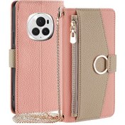 Resim Csdake Honor Magic6 Pro 5g İçin Makyaj Aynası Pu Deri Cüzdan Kılıfı, Çapraz Askılı 