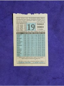 Resim 19 Temmuz 2002 Takvim Yaprağı - Nostalji Koleksiyonluk Takvim Yaprağı 