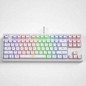Resim Valkyrie Leaven K870 Blue Switch Mekanik Gaming Oyun Klavyesi RGB 61 Key Mavi Tuş Type-C Klavye Beyaz 