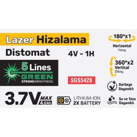Resim İBTAŞ SGS5428 Lazer Hizalama Distomat Şakül 5 Yeşil Çizgi 