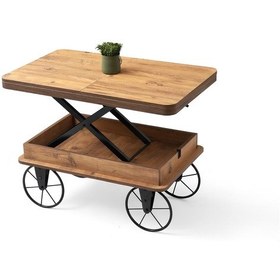 Resim Akıllı Sehpa Satranç Tavla Model Orta Sehpa Tekerlekli Ceviz 