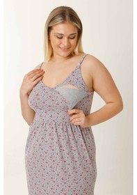 Resim Parlingerie Hamile Lohusa Geceliği İp Askılı Kalpli Gri 