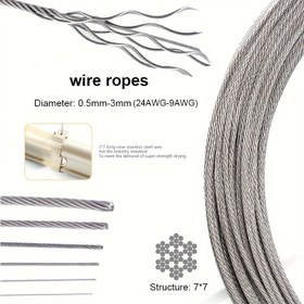 Resim 5M/10M 24AWG-9AWG Paslanmaz Çelik Tel Tel ile A Çapında 7*7 Yapı Yumuşak Balıkçılık Tel Kurutma Rafı Tel 