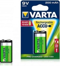 Resim Varta 9 Volt 200mah Şarj Edilebilir 9 Volt Kare Pil 