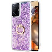 Resim Xiaomi Mi 11t Pro Kılıf Glitter Liquid Holder Mor Microsonic
