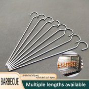 Resim 10 adet Paslanmaz Çelik Şiş, Fırın Aksesuarları için 4 Uzunlukta Mevcut Kancalı 10 Adet Düz Metal Barbekü Seti 