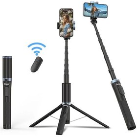 Resim Jamry Kt-259 8 Bölümlü Geri Çekilebilir Selfie Çubuğu Tripod, 360 Derece Dönen Telefon Klipsi 