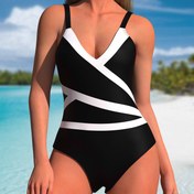 Resim Yeni Stil Birleştirme Moda Spor Bikini Tek Parça Mayo Kadınlar için 