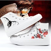 Resim Touz Chouze Death Note Baskılı Beyaz Unisex Kanvas Ayakkabı 