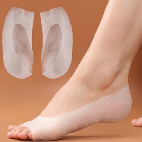 Resim 1 Çift Açık Burunlu Silikon Nemlendirici Topuk ve Ayak Bakımı Çorapları - Nefes Alabilir Yumuşak Esnek Jel Topuk Koruyucu, Tüm Mevsimler İçin Erkek ve Kadınlar için Ayak Bakım Çorabı, Benzersiz Ayak Şekli, Esnek Ayakkabı 
