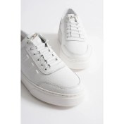 Resim Eryon Erkek Beyaz Hakiki Deri Casual Sneaker Lastik Detaylı Ayakkabı 