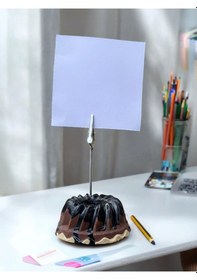 Resim Dilimli Çikolatalı Kek Temalı Fotoğraf Not Tutacağı Kahve 