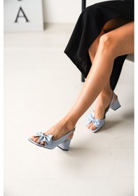 Resim Ribbo Mavi Fiyonklu 6cm Topuklu Sandalet Mavi 