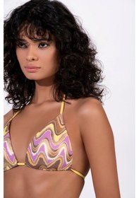 Resim Endeep Kadın Yarım Dolgulu Zigzag Desenli Parıltılı Bikini Takımı Sarı 