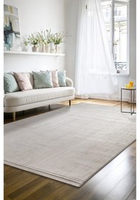 Resim Saraz Halı Yalın Microfiber Bukle Dokuma Halı Antre Hol Kesme Halı Yolluk 5771 Krem Krem Krem 