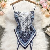 Resim Kadınlar için Seksi Açık Sırt ve Bağcıklı Tasarımlı Şık Baskılı İç Çamaşır 