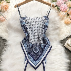 Resim Kadınlar için Seksi Açık Sırt ve Bağcıklı Tasarımlı Şık Baskılı İç Çamaşır 