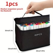 Resim Geniş Kapasiteli Katlanabilir Marker Saklama Çantası - Çok Fonksiyonlu Kanvas Kalem Kutusu + Taşınabilir 60/80/100 Renkli Marker Sanat Malzemeleri Düzenleyici Seti (Markerler Dahil Değildir) 