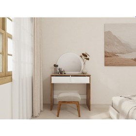 Resim Huzur Makyaj Masası Amalfi Beyaz Kahverengi 