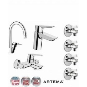 Resim Artema Solid S Batarya Seti + 4 Adet Filtreli Ara Musluk Krom 