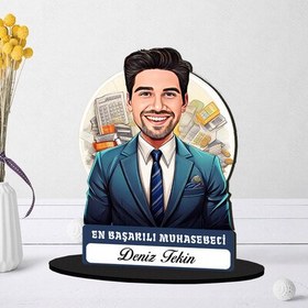 Resim Kişiye Özel Erkek Muhasebeciye Hediye Karikatürlü Biblo 