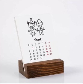 Resim Mevsim Çocuklar 2027 Masa Takvimi Ahşap Tabanlı Masa Takvimi 